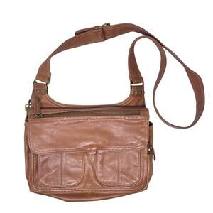 Fossil brown leather crossbody bag